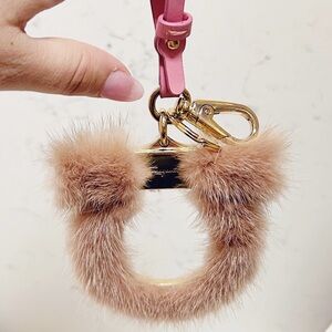 Authentic Salvatore Ferragamo RARE / HTF Antique Rose & Pink Fur Logo Bag Charm